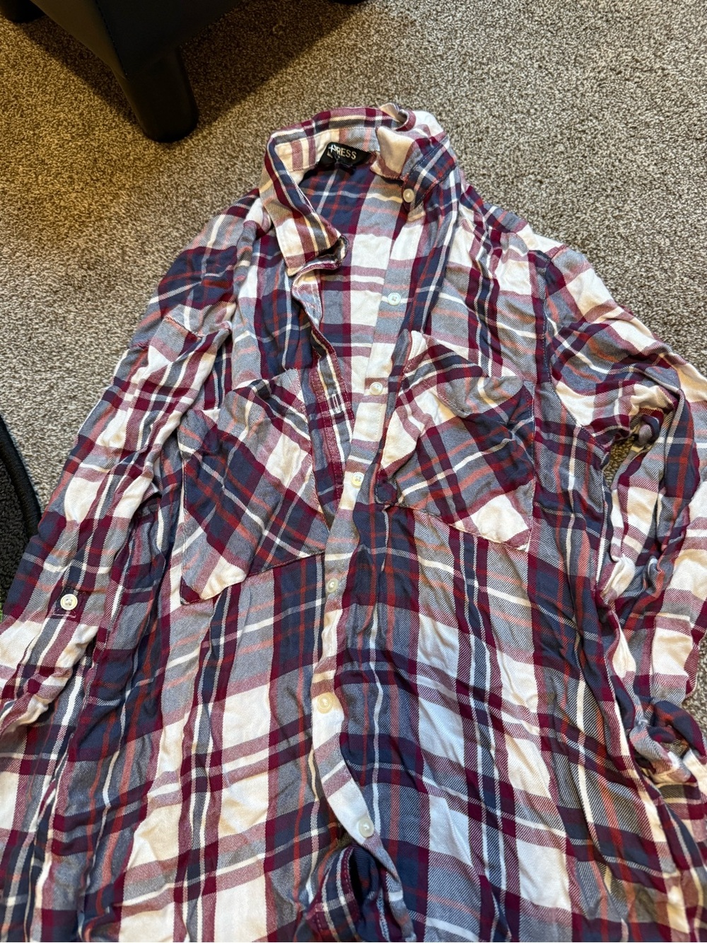 Red & Navy Plaid Button-Up Flannel